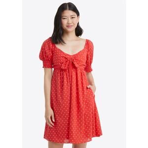 Draper James Tie Front Short Sleeve Polka Dot Mini Dress US Women's M